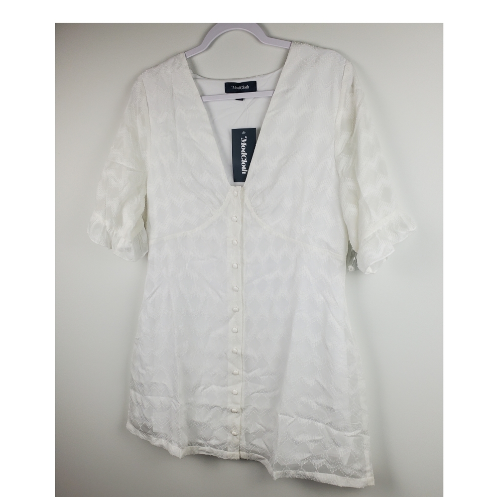 NWT ModCloth White Mini Dress - Picture 3 of 12